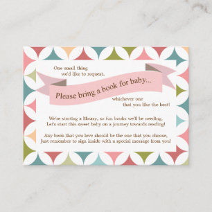 Pink Baby Shower Book Insert Request Card for Girl