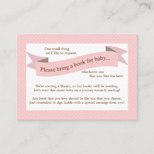 Pink Baby Shower Book Insert Request Card for Girl