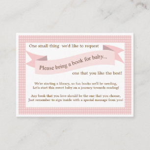 Pink Baby Shower Book Insert Request Card for Girl