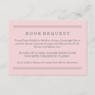 Pink Baby Shower Book Request Enclosure Card