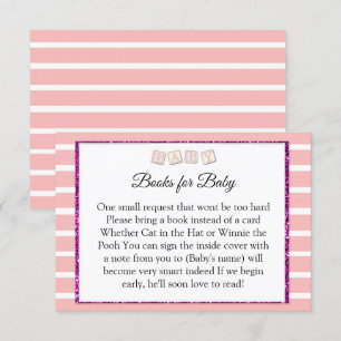 Pink Baby Shower Books For Baby Card