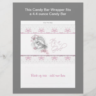 Pink Baby Shower Candy Bar Wrapper