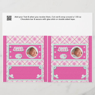 Pink Baby shower Candy Bar Wrappers Party Favours