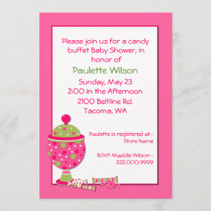 Pink Baby Shower Candy Buffet Invitation
