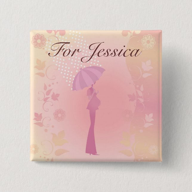 Pink Baby Shower Custom Button (Front)