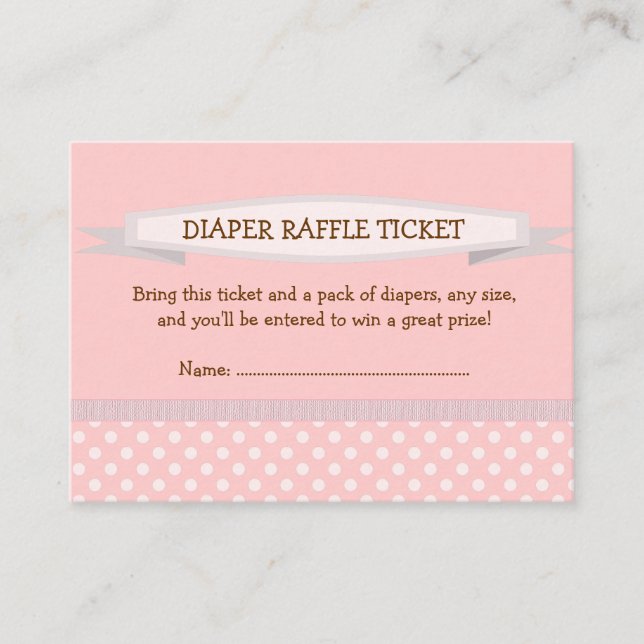 Pink Baby Shower Diaper Raffle Ticket Insert (Front)