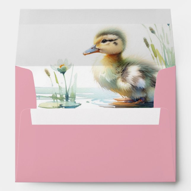 Pink Baby Shower Envelopes Cute Duckling (Back (Bottom))