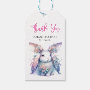 Pink Baby Shower Favour Tags Template Bunny