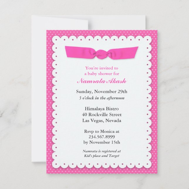 Pink Baby Shower Flat Invitation (Front)