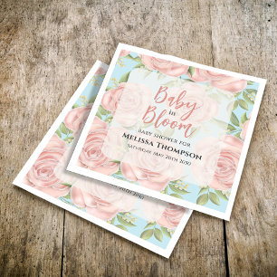 Pink Baby Shower Floral Bloom Custom Napkin