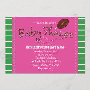 PINK BABY SHOWER FOOTBALL Sports Party Invitation