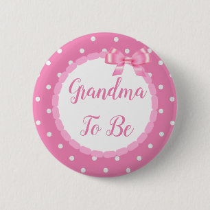 Pink Baby Shower Grandma To Be 6 Cm Round Badge