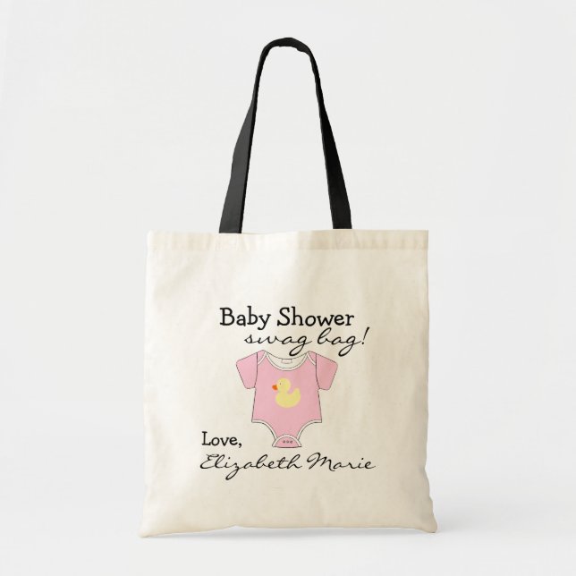 Pink Baby Shower Guest Favour Gift Tote Bag (Front)