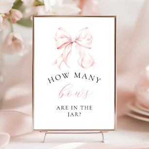 Pink Baby Shower How Many Bows Table Sign