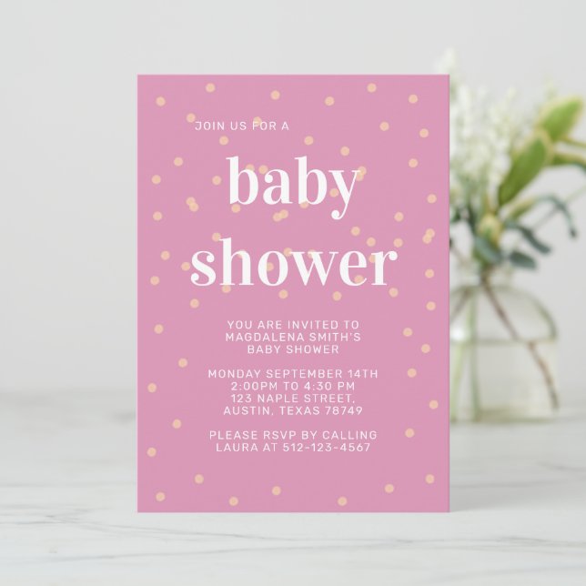 Pink Baby Shower Invitation (Standing Front)