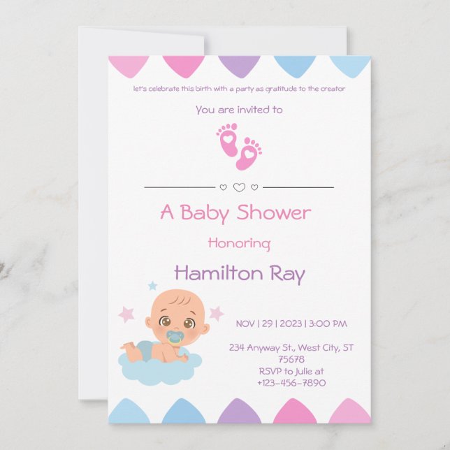 Pink Baby Shower Invitation (Front)