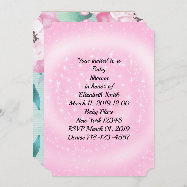 Pink Baby Shower Invitation (Front/Back)