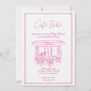 Pink Baby Shower Invitation   Brunch Invitation