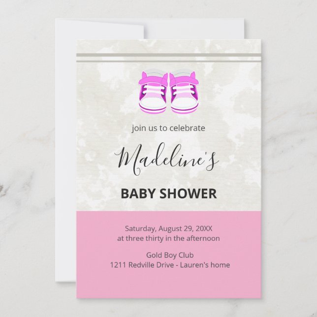 Pink Baby Shower Invitation – Custom Baby Girl (Front)
