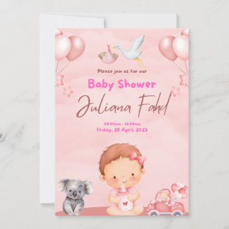 Pink Baby Shower Invitation for Girls – Cute and