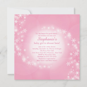 Pink Baby Shower Invitation Winter Snowflakes