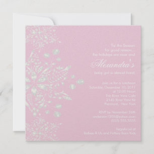 Pink Baby Shower Invitation Winter Snowflakes