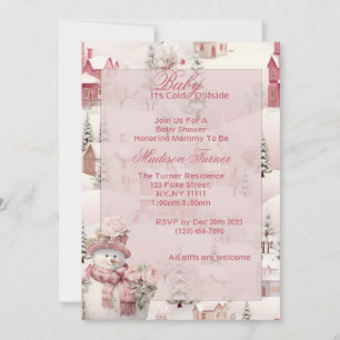Pink Baby Shower Invitation - Winter Theme