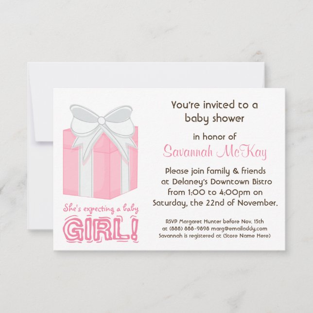 Pink Baby Shower - Modern Mummy Baby Bump Invitation (Front)