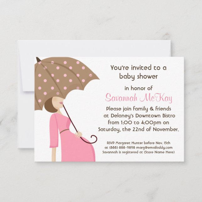 Pink Baby Shower - Modern Mummy Baby Bump Invitation (Front)