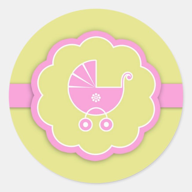 Pink Baby Shower New Baby Girl Sticker (Front)