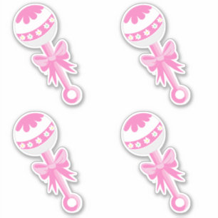 Pink Baby Shower Rattles with Bow