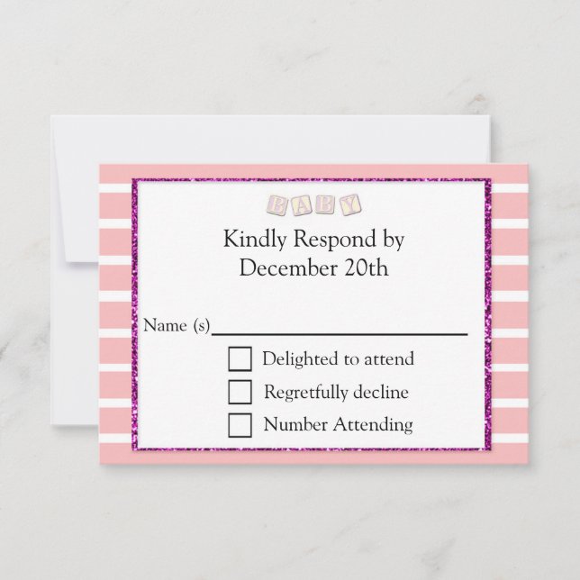 Pink Baby Shower RSVP Card (Front)