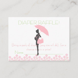 Pink Baby Shower Silhouette Diaper Raffle Tickets Enclosure Card