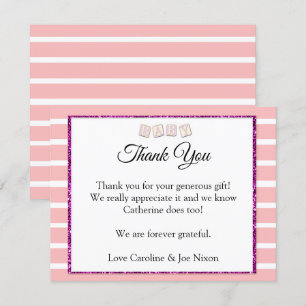 Pink Baby Shower Thank You Card