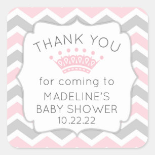 Pink baby shower thank you favour sticker