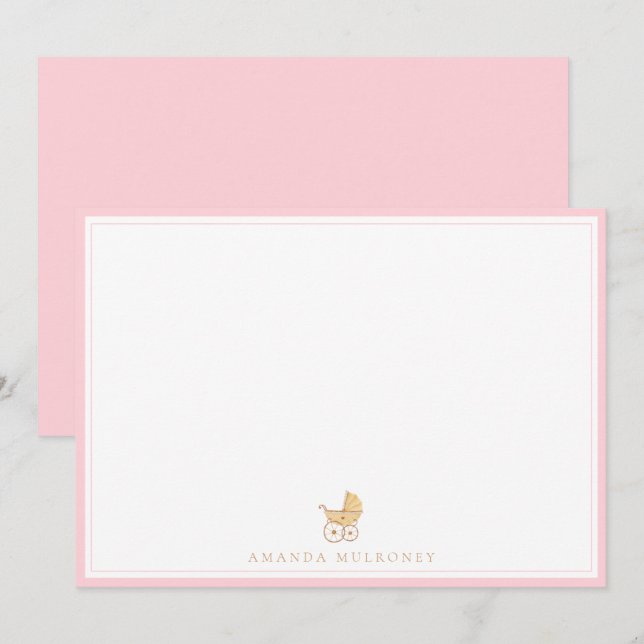 Pink Baby Shower Thank You Flat Card (Front/Back)