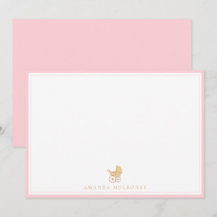 Pink Baby Shower Thank You Flat Card