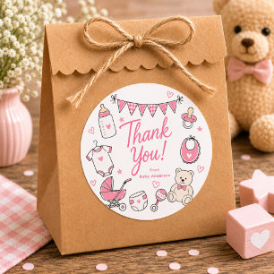 Pink Baby Shower Thank You Sticker