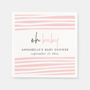 Pink baby shower typography modern party napkin