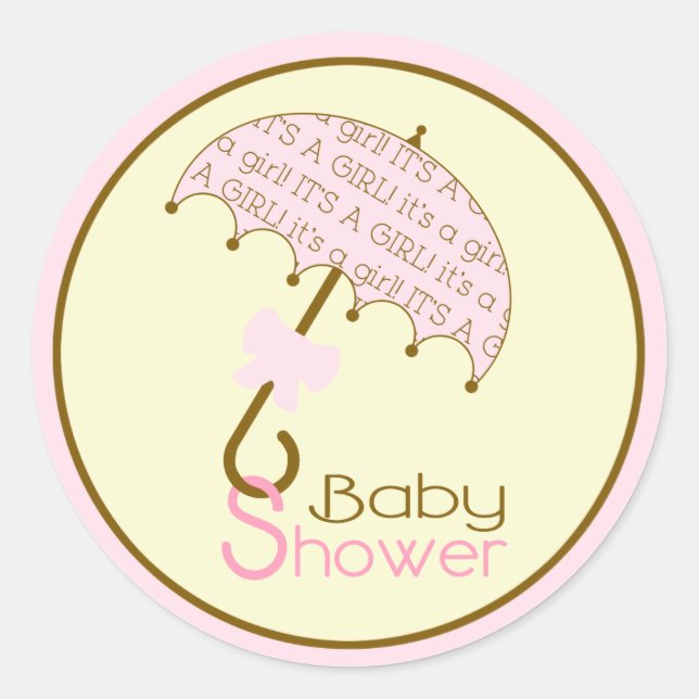 Pink Baby Shower Umbrella Sticker (Front)