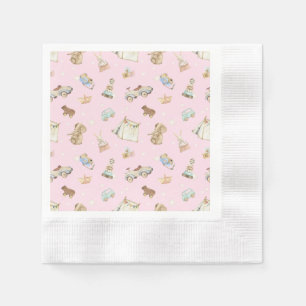 Pink Baby Shower Vintage Toys Coin Cocktail Napkin
