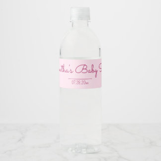 Pink Baby Shower Water Bottle Label