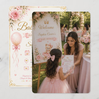 Pink Baby Shower Welcome Sign Scene Invitation