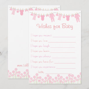 Pink Baby Shower Wishes For Baby Game Invitation