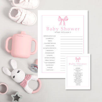 Pink Baby Shower Word Scramble Game – Printable Le Custom Letterhead