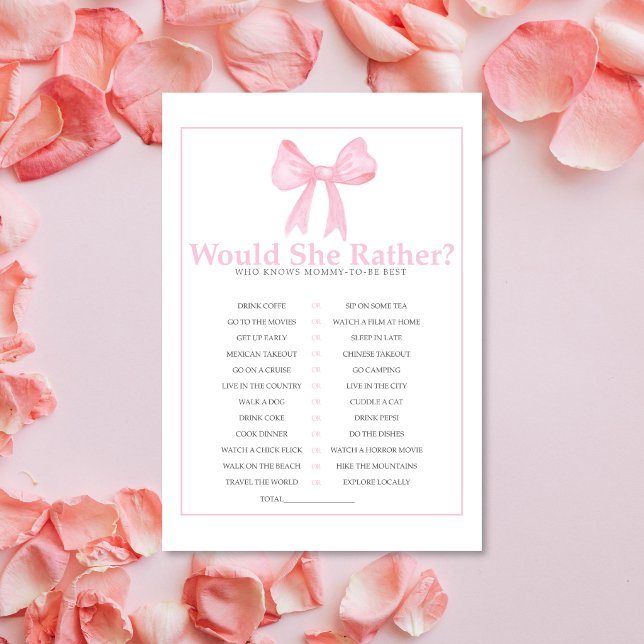 Pink Baby Shower Would She Rather Game – Printable Custom Letterhead (Creator Uploaded)