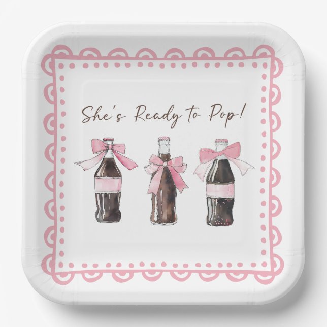 Pink Baby Soda Ready to POP  Paper Plate (Front)