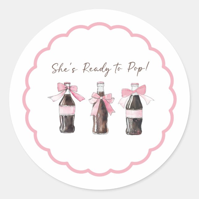 Pink Baby Soda Ready to POP Round Sticker (Front)