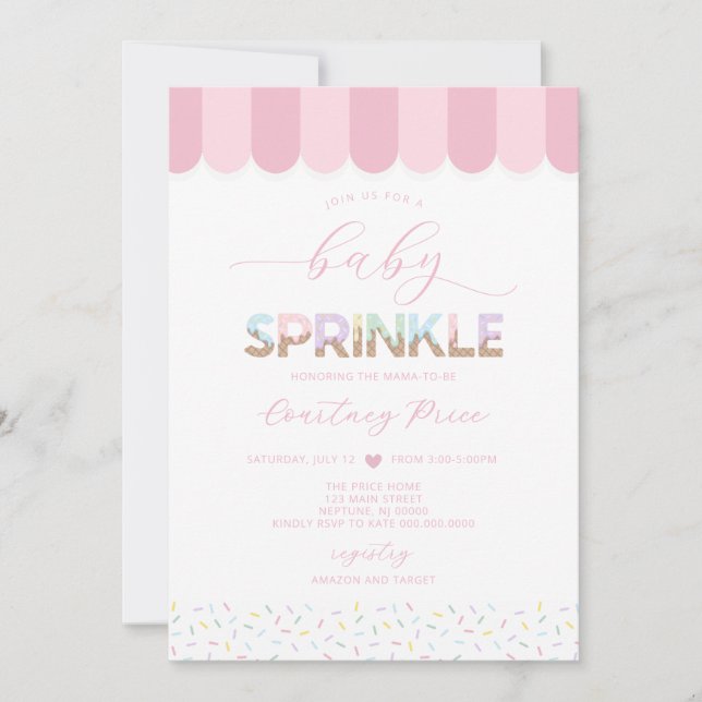 Pink Baby Sprinkle Baby Shower Invitation (Front)