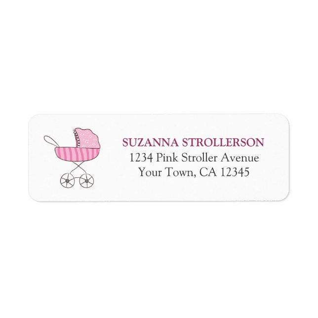 Pink Baby Stroller Return Address Label (Front)